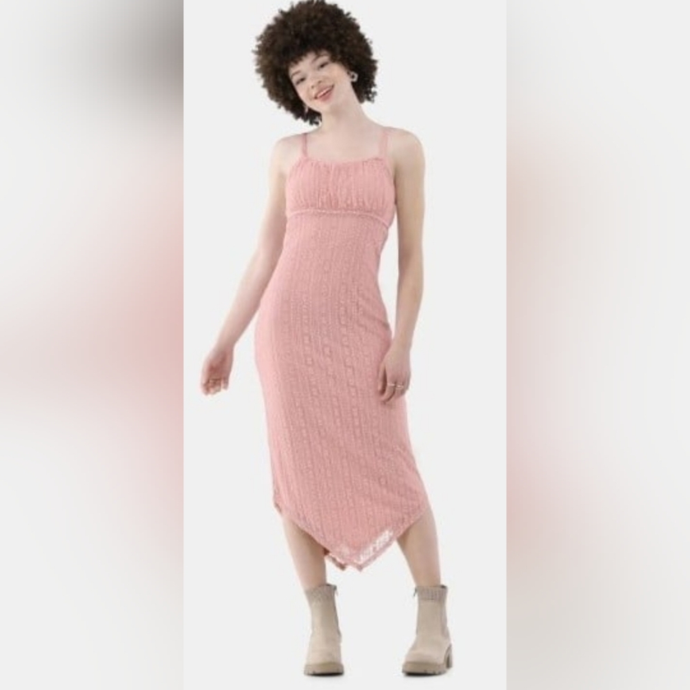Pink Milkmaid Babydoll Midi Dress Size Medium Coquette Balletcore Soft Girl